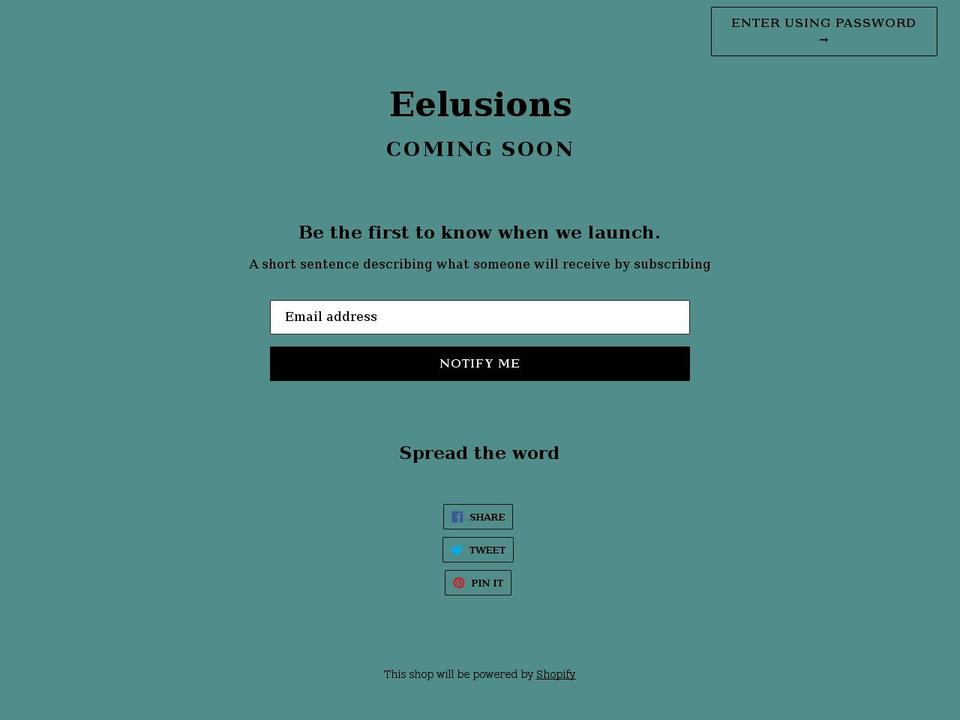 eelusions.com shopify website screenshot