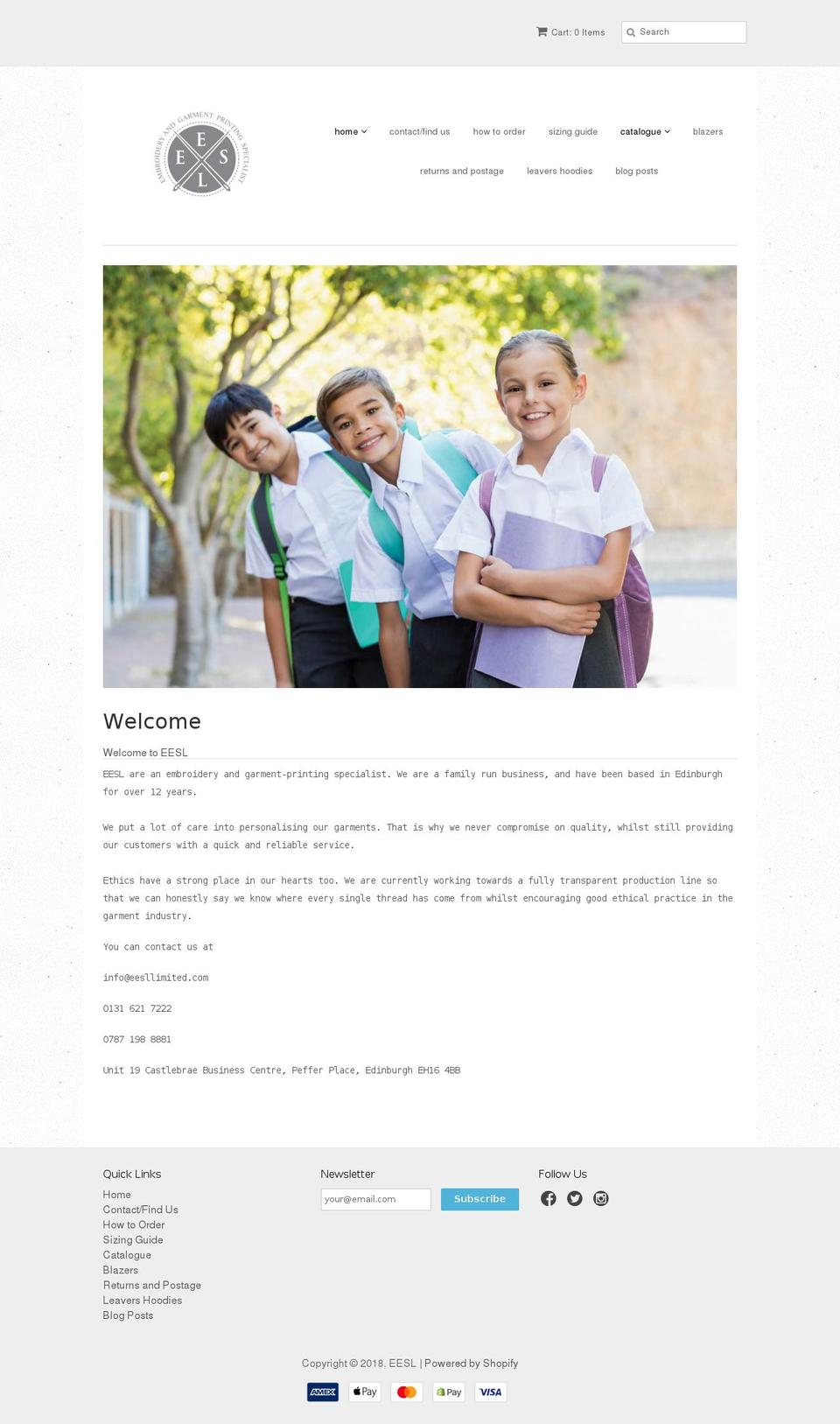 eeslschools.com — Shopify storefront screenshot