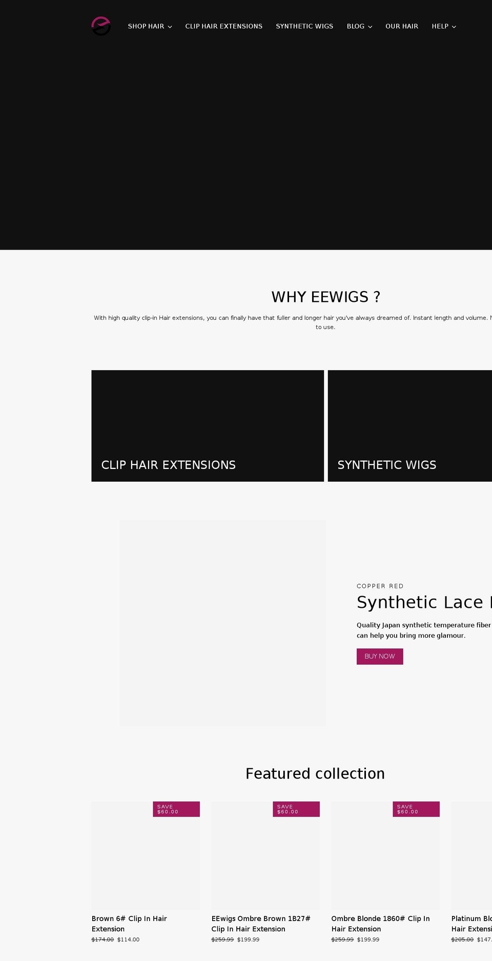 eewigs.com — Shopify storefront screenshot