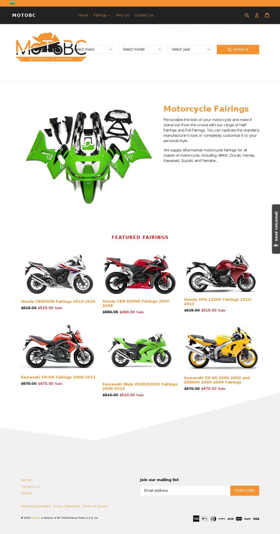MotoBC (debut) Shopify theme site example efairings.com