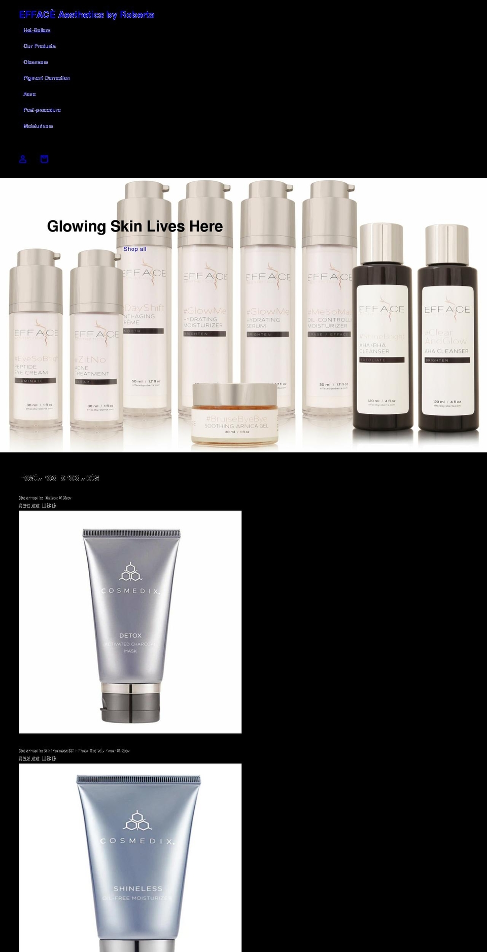 efface-aesthetics-by-roberta.myshopify.com shopify website screenshot