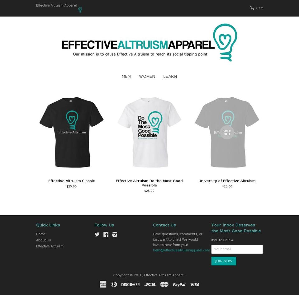 effectivealtruismapparel.com — Shopify storefront screenshot