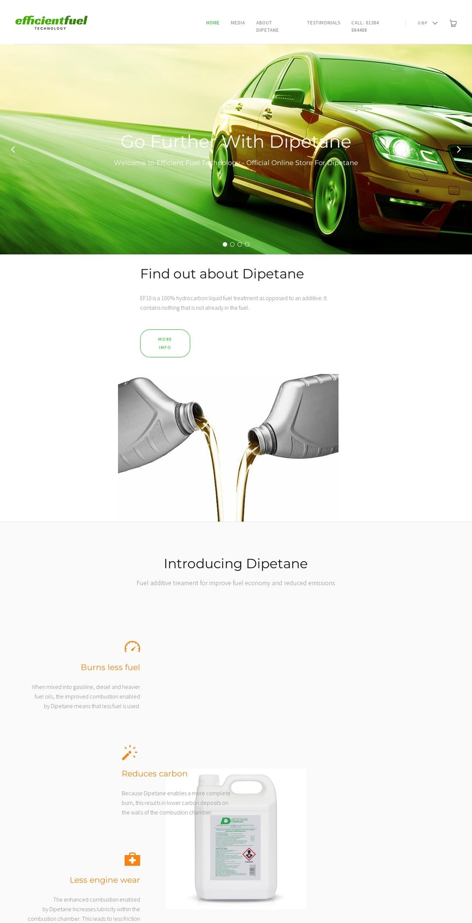 EFT Shopify theme site example efficientfuel.co.uk