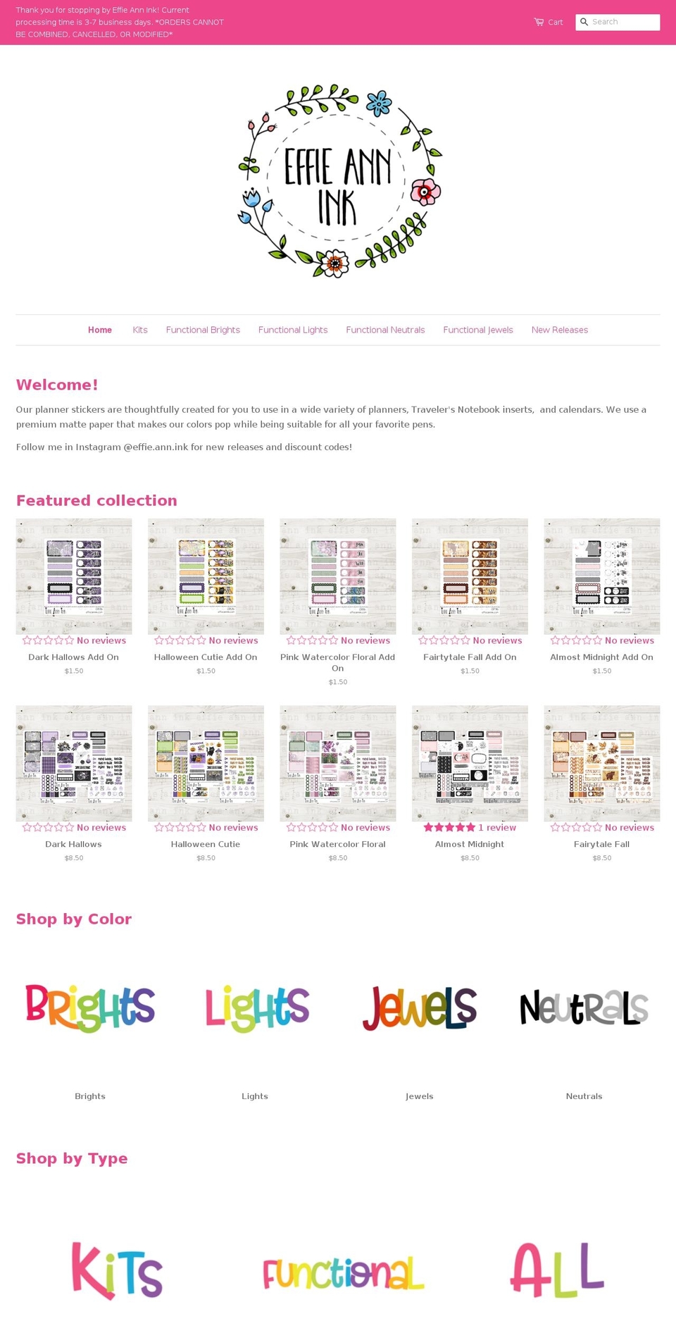 effieannink.com — Shopify storefront screenshot