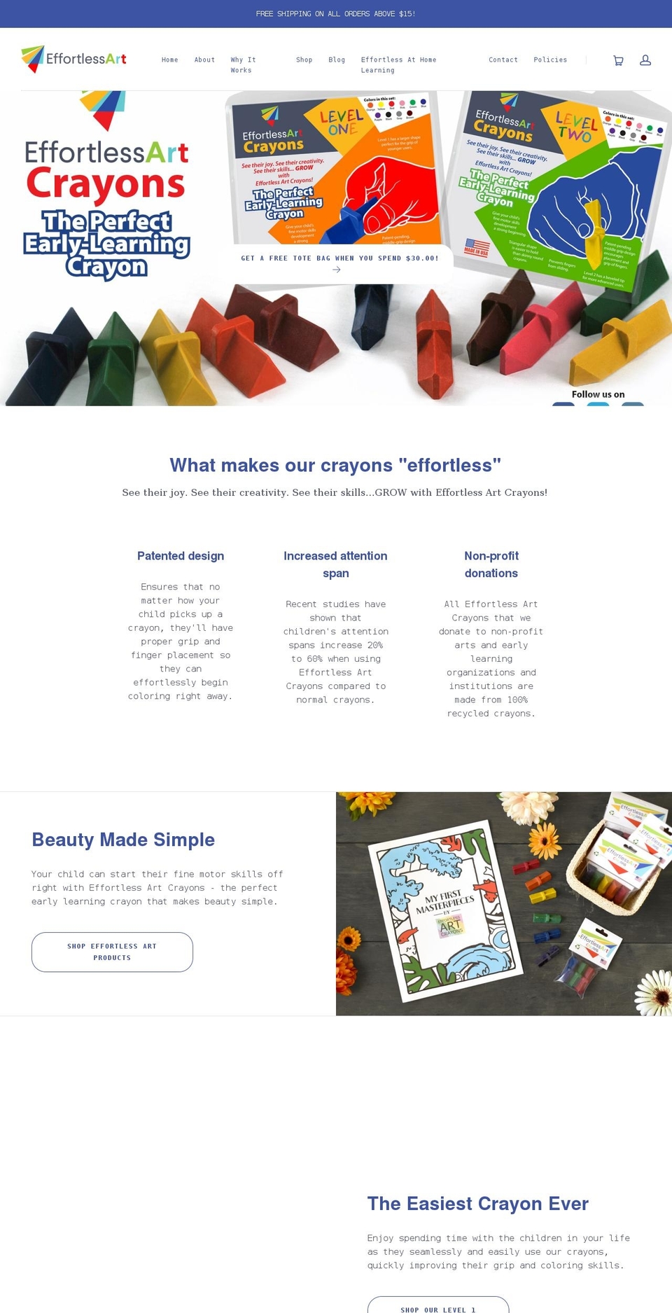 effortlessartproducts.com shopify website screenshot