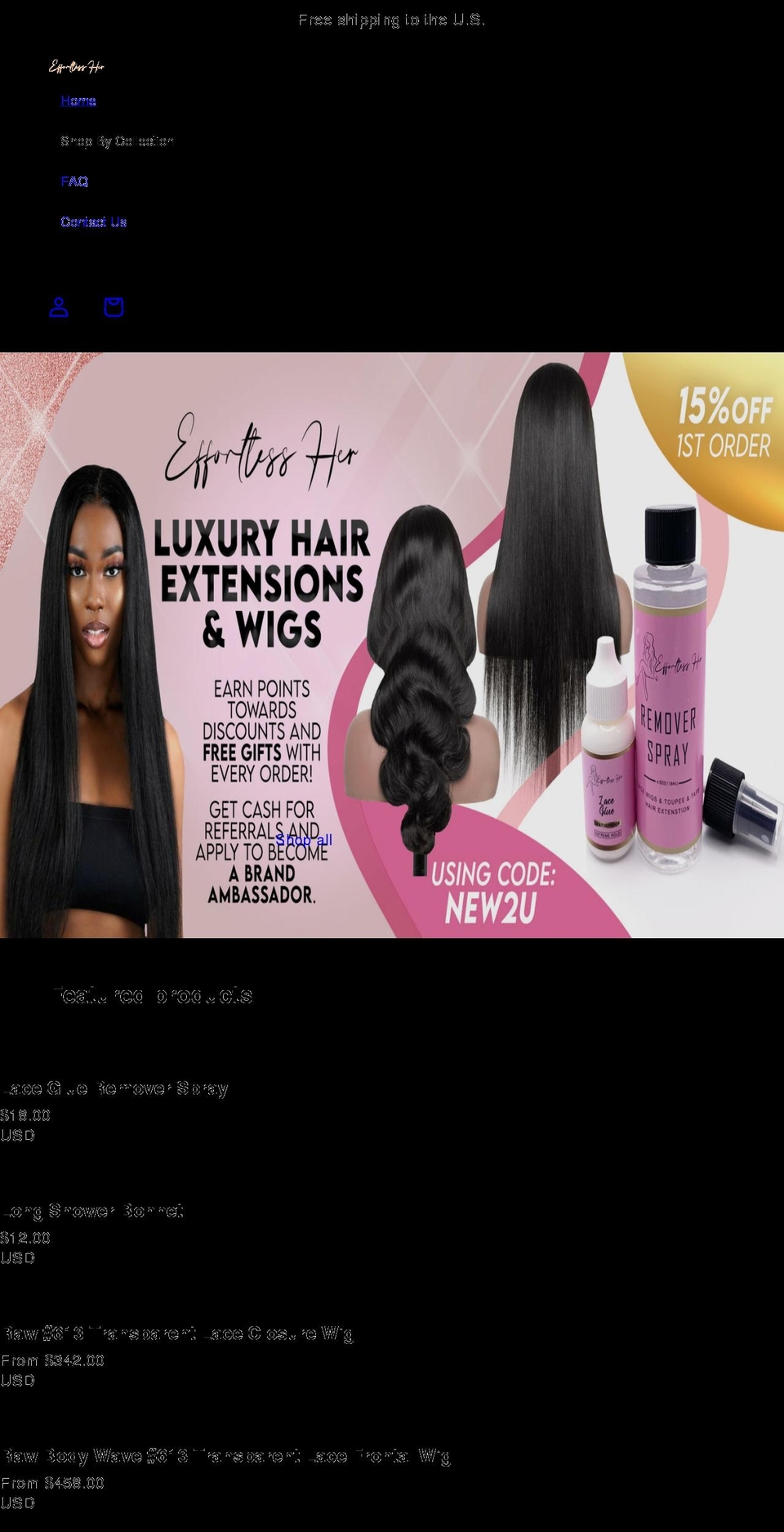 effortlessher.com shopify website screenshot