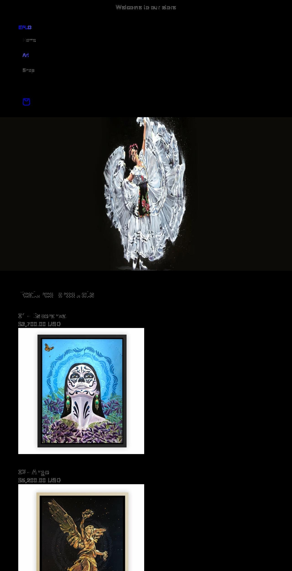 eflo-art.com shopify website screenshot