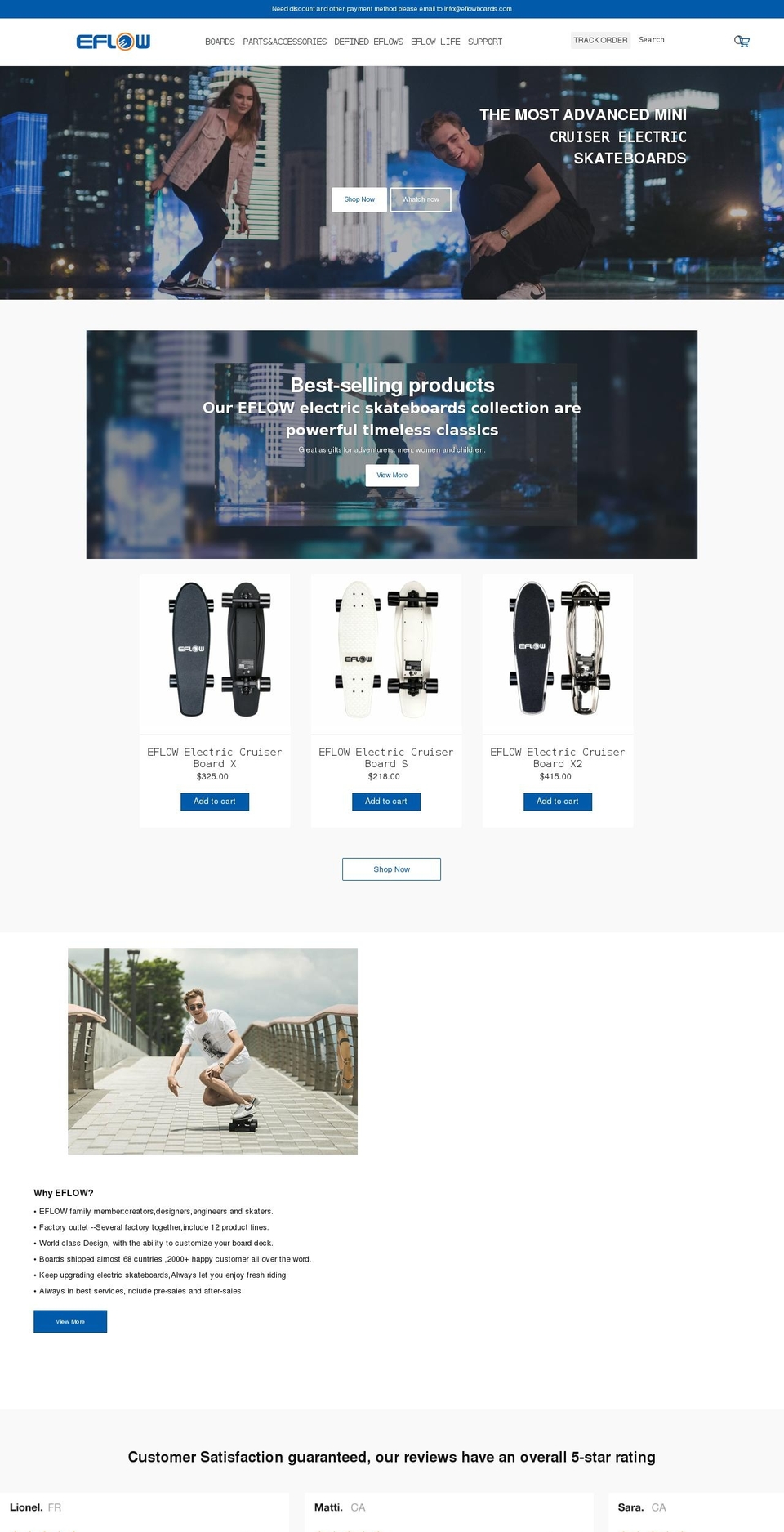 eflowboards.com shopify website screenshot