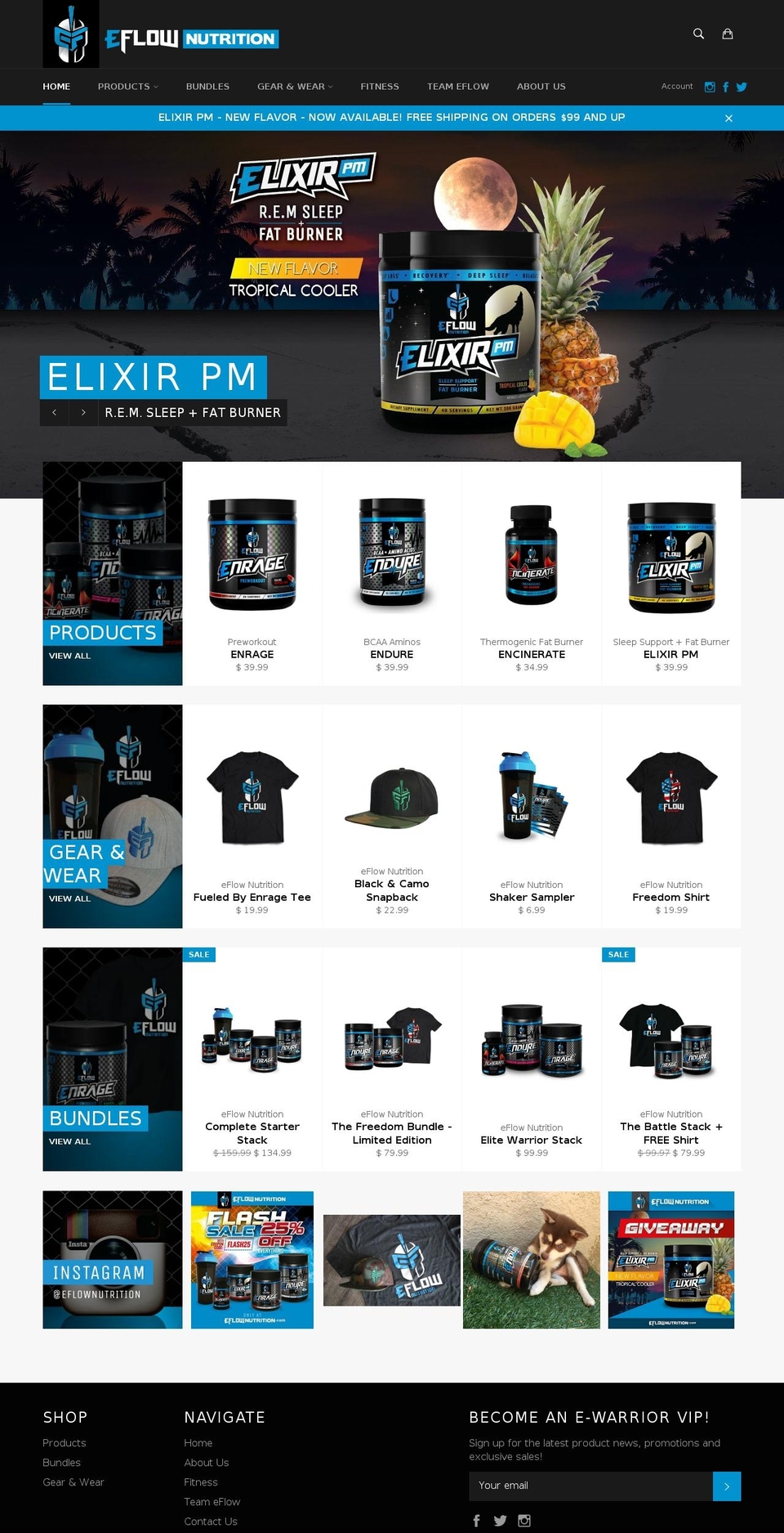 eflownutrition.com shopify website screenshot