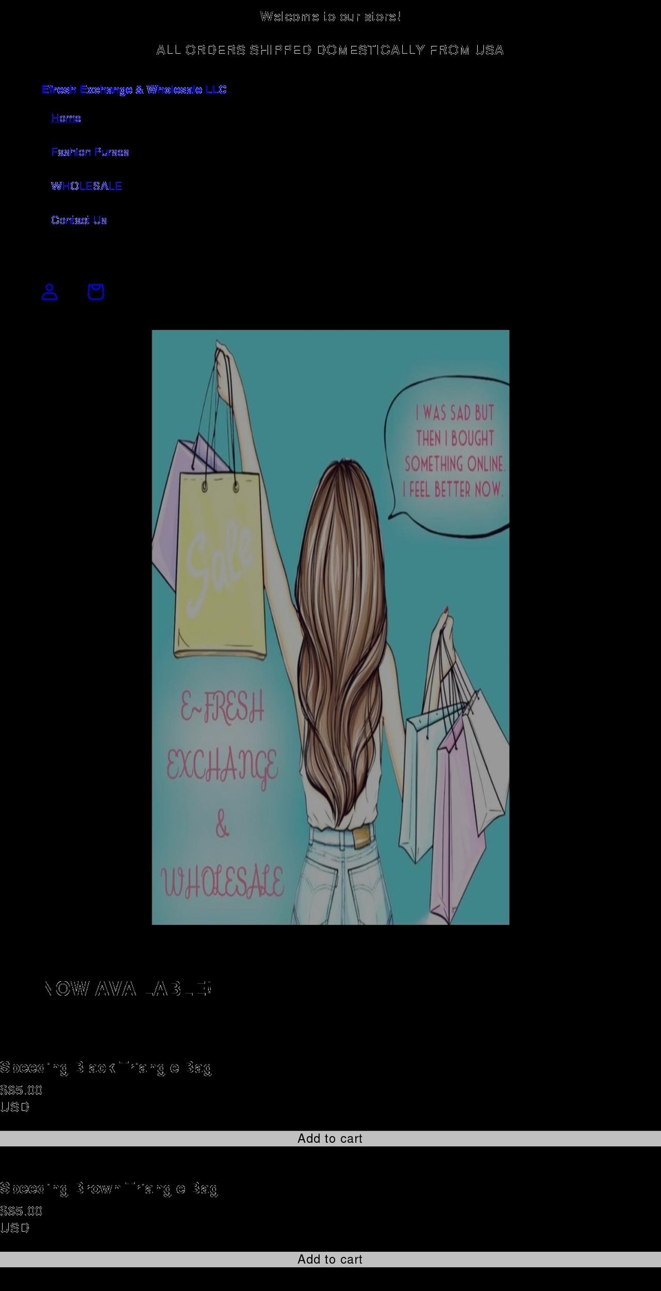 efreshexchangeandwholesale.com shopify website screenshot