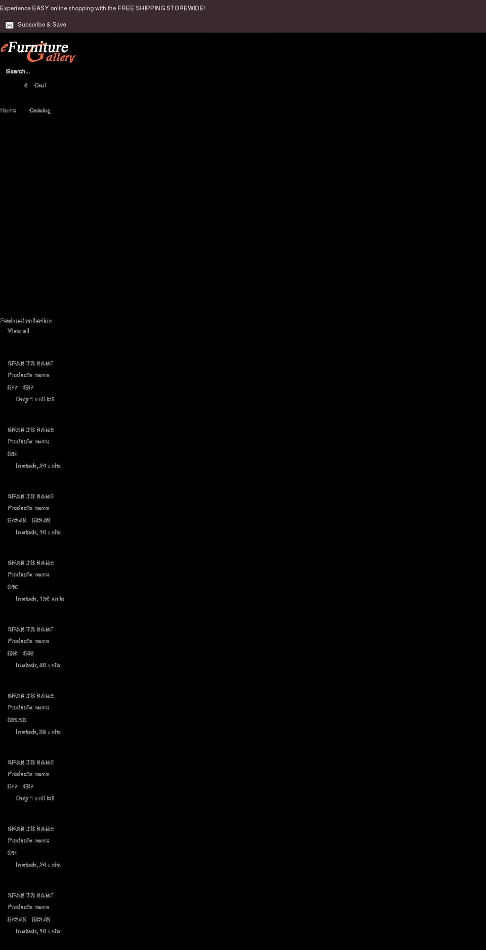 efurnituregallery.com shopify website screenshot