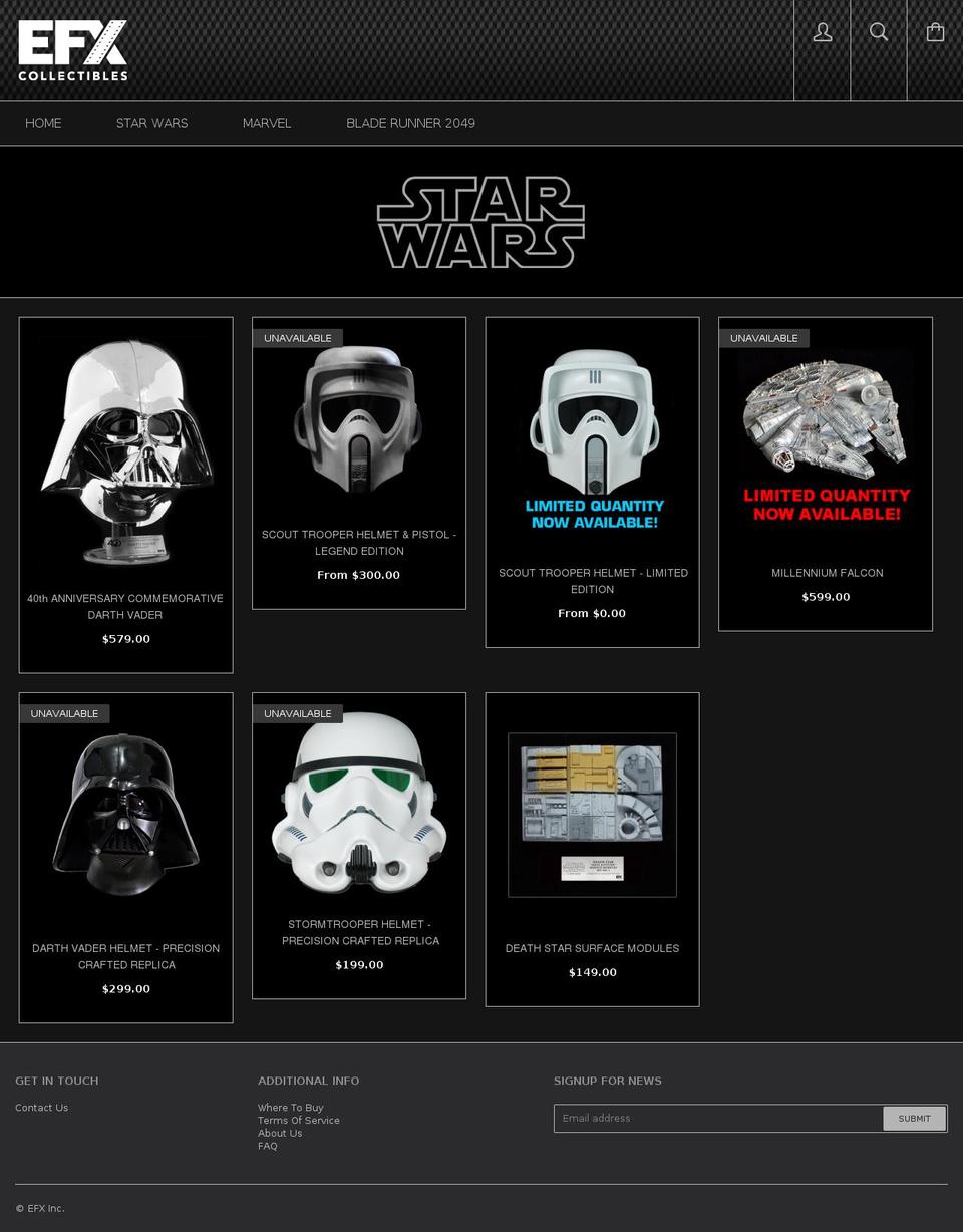 efxstarwars.com — Shopify storefront screenshot
