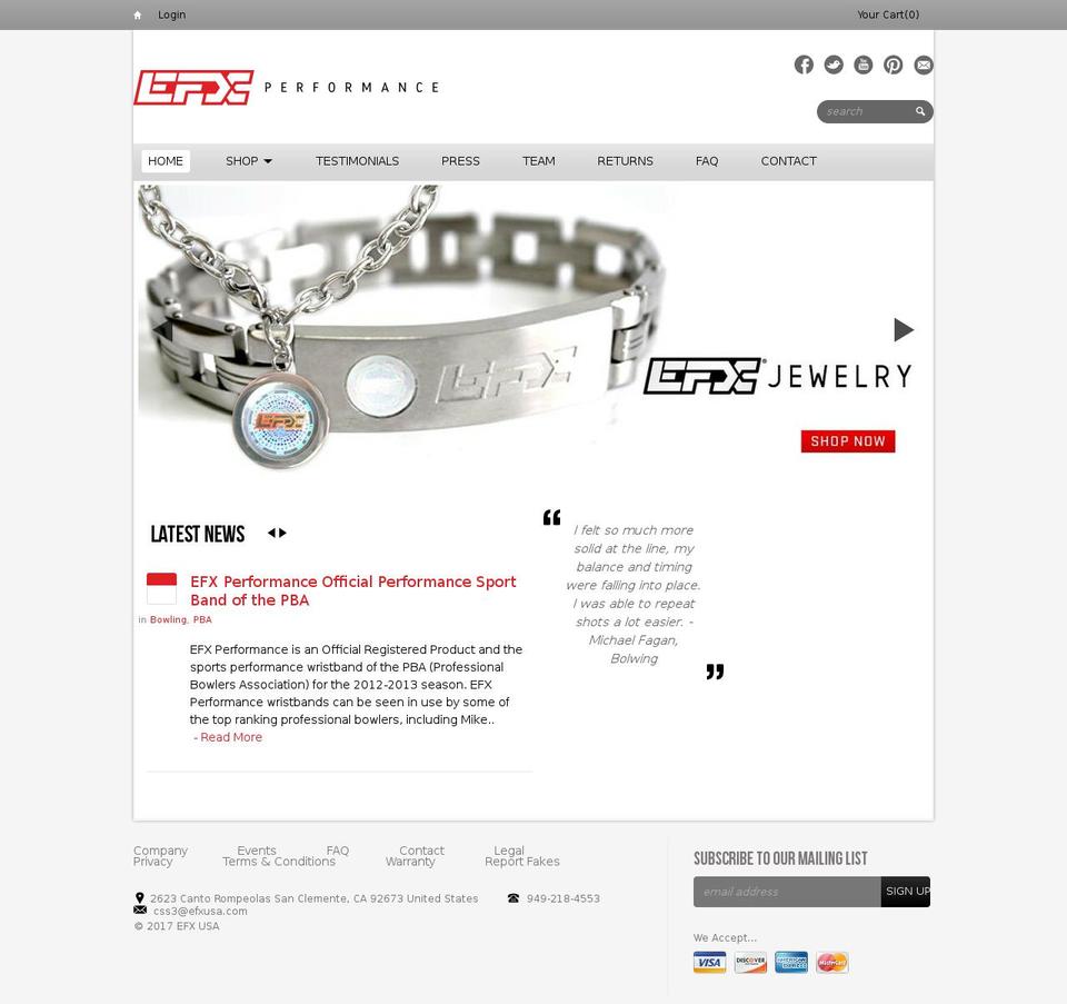 efxusa.com shopify website screenshot