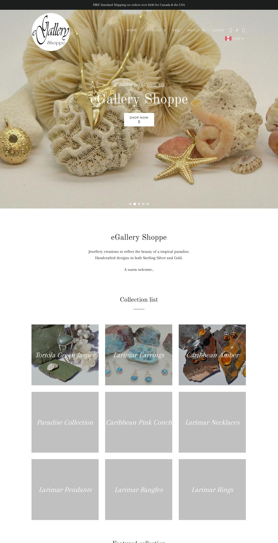 egalleryshoppe.com — Shopify storefront screenshot