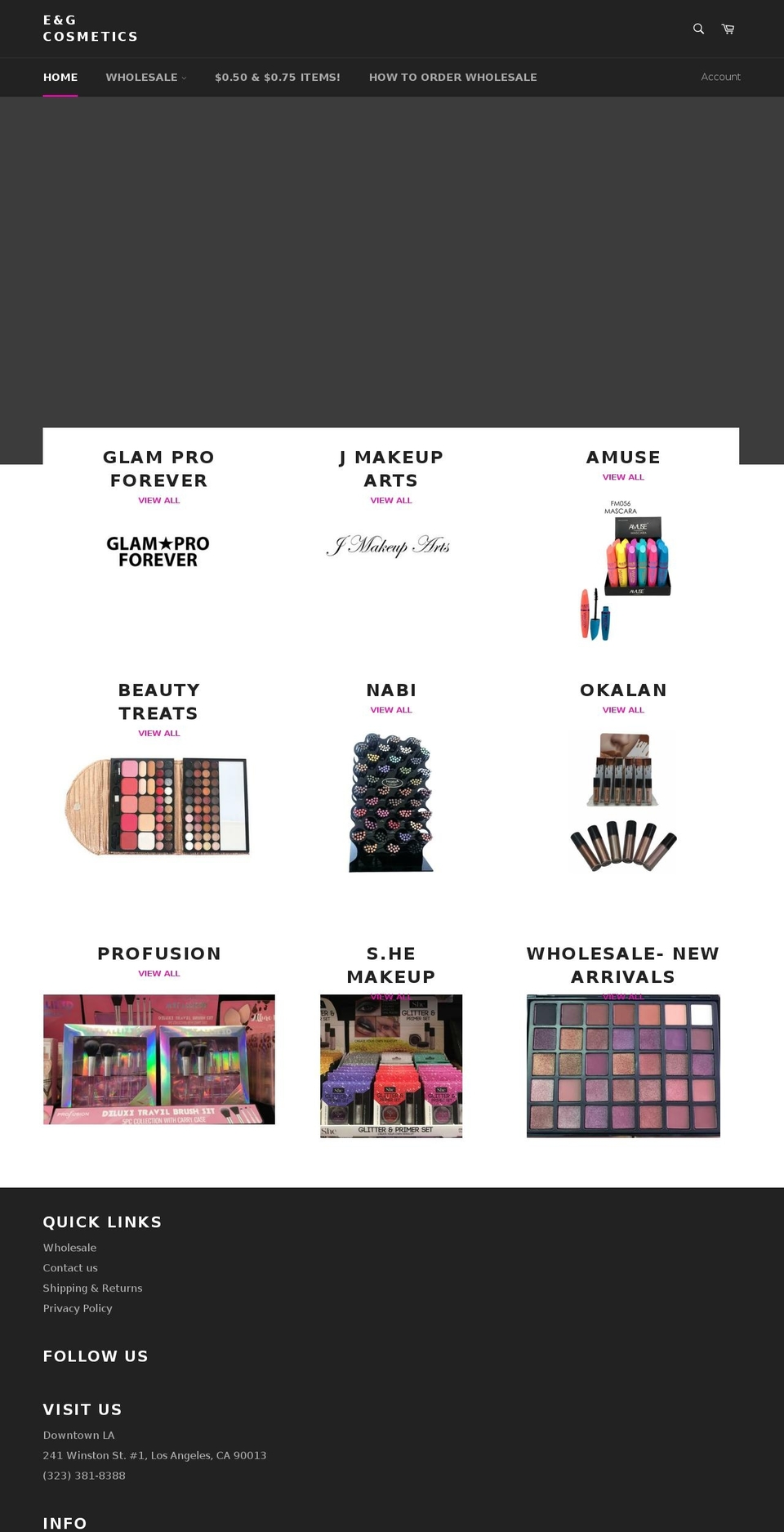 egcosmeticswholesale.com shopify website screenshot