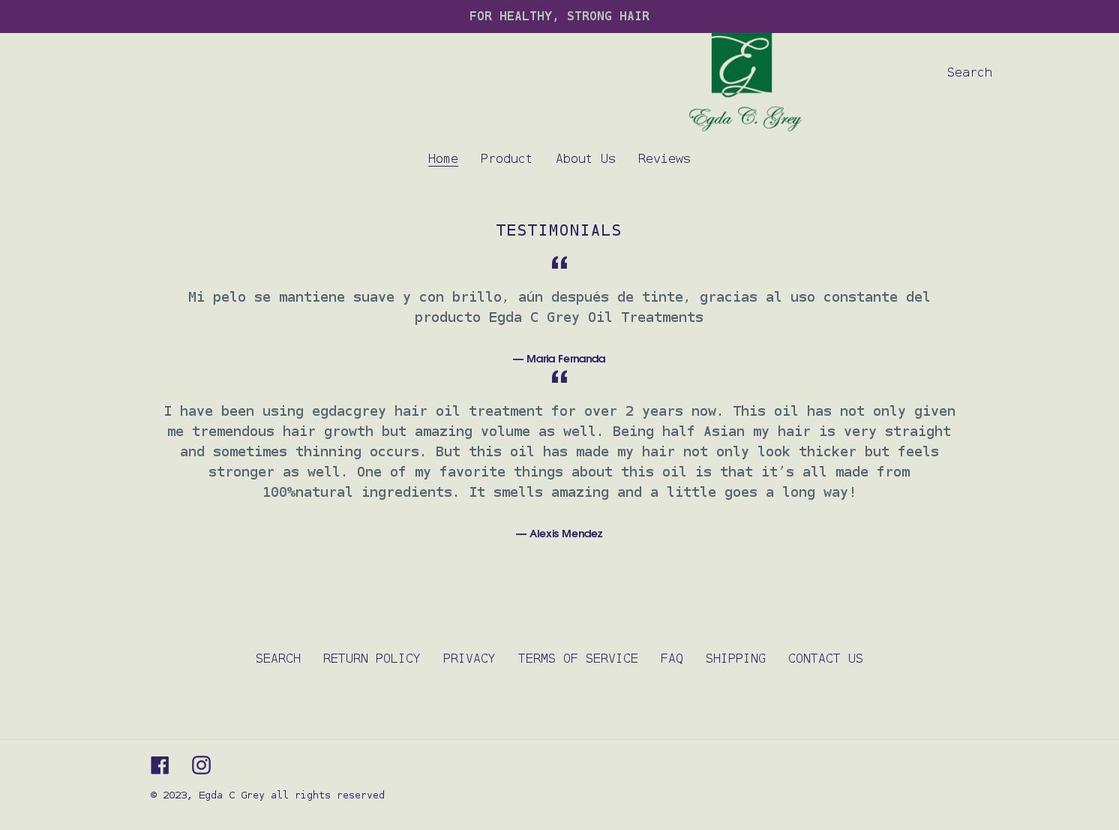 egdacgrey.com shopify website screenshot