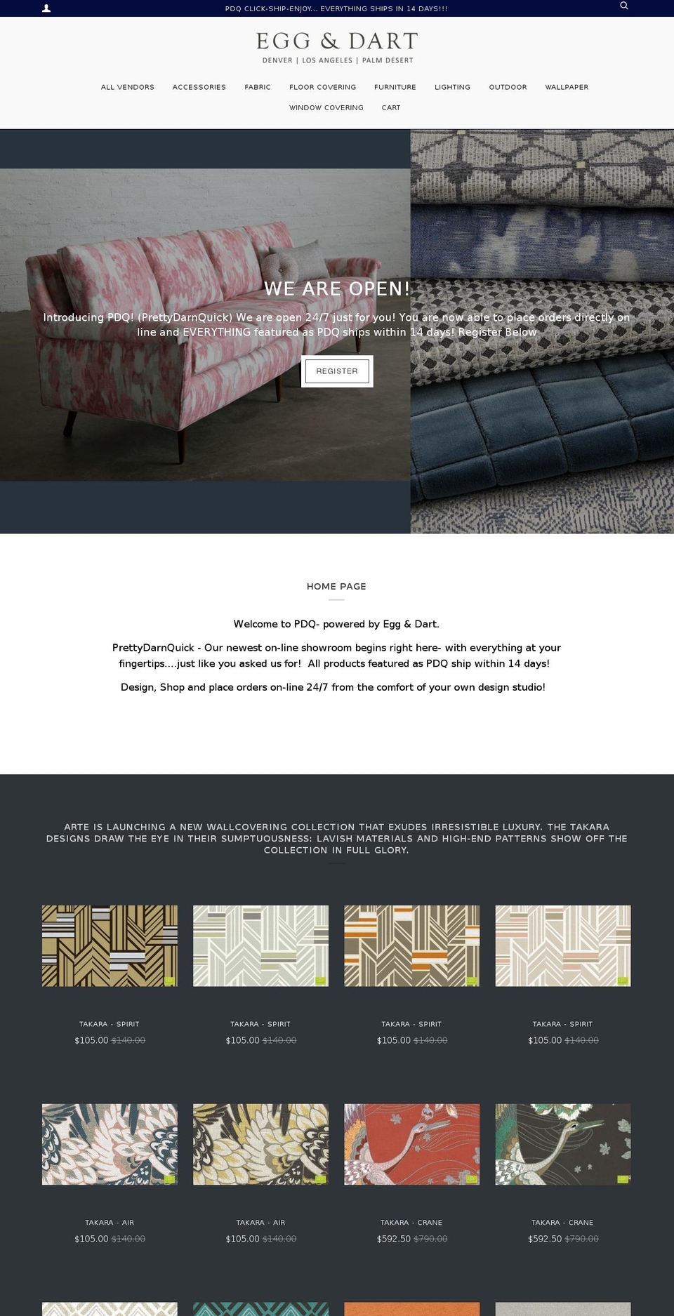 egganddarttextiles.com — Shopify storefront screenshot