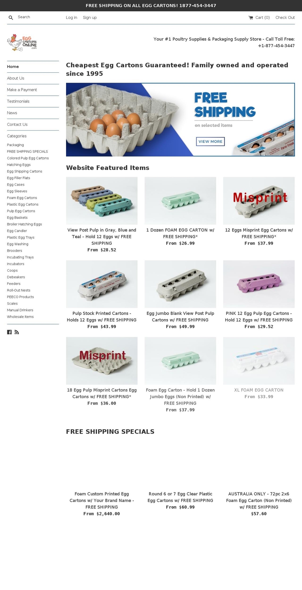 eggcartonsforsales.com shopify website screenshot
