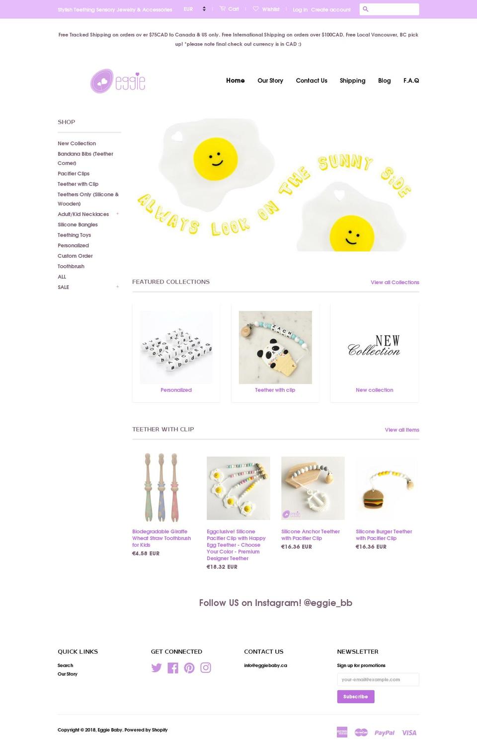 eggiebaby.com — Shopify storefront screenshot