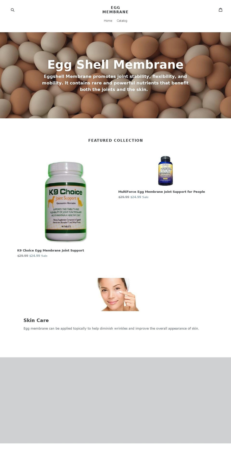 eggmembrane.com — Shopify storefront screenshot