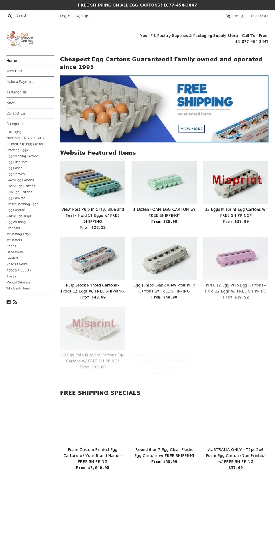 eggscartonstore.com shopify website screenshot