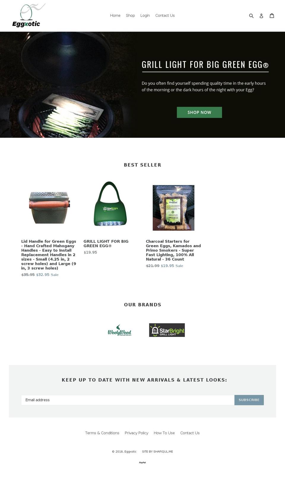 eggxoticgrilling.com — Shopify storefront screenshot