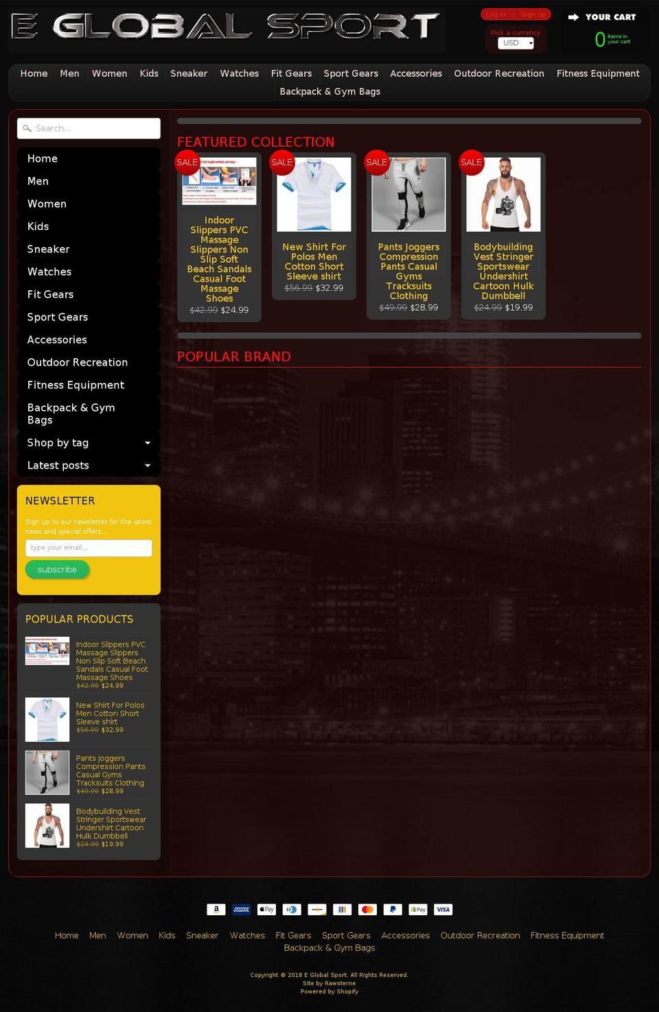eglobalsport.com — Shopify storefront screenshot