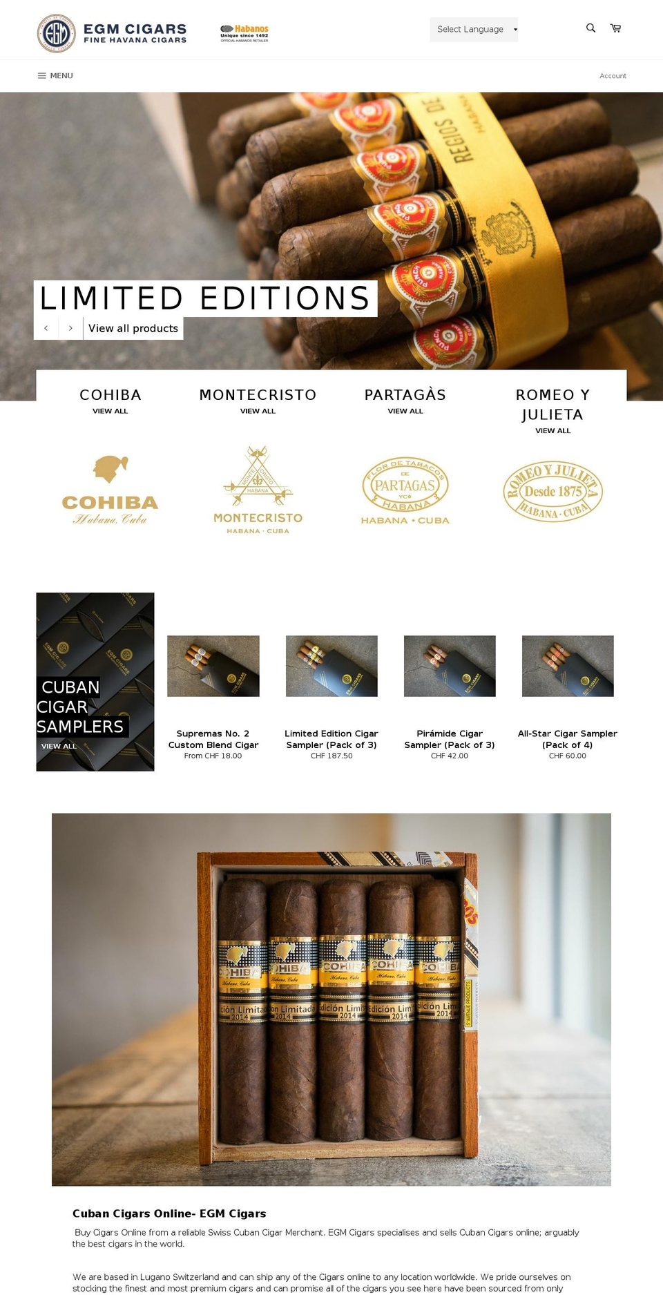 egmcigars.com shopify website screenshot