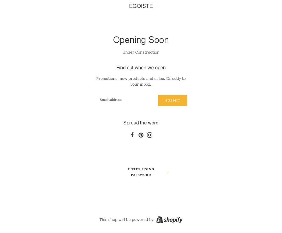 egoistebeauty.com shopify website screenshot