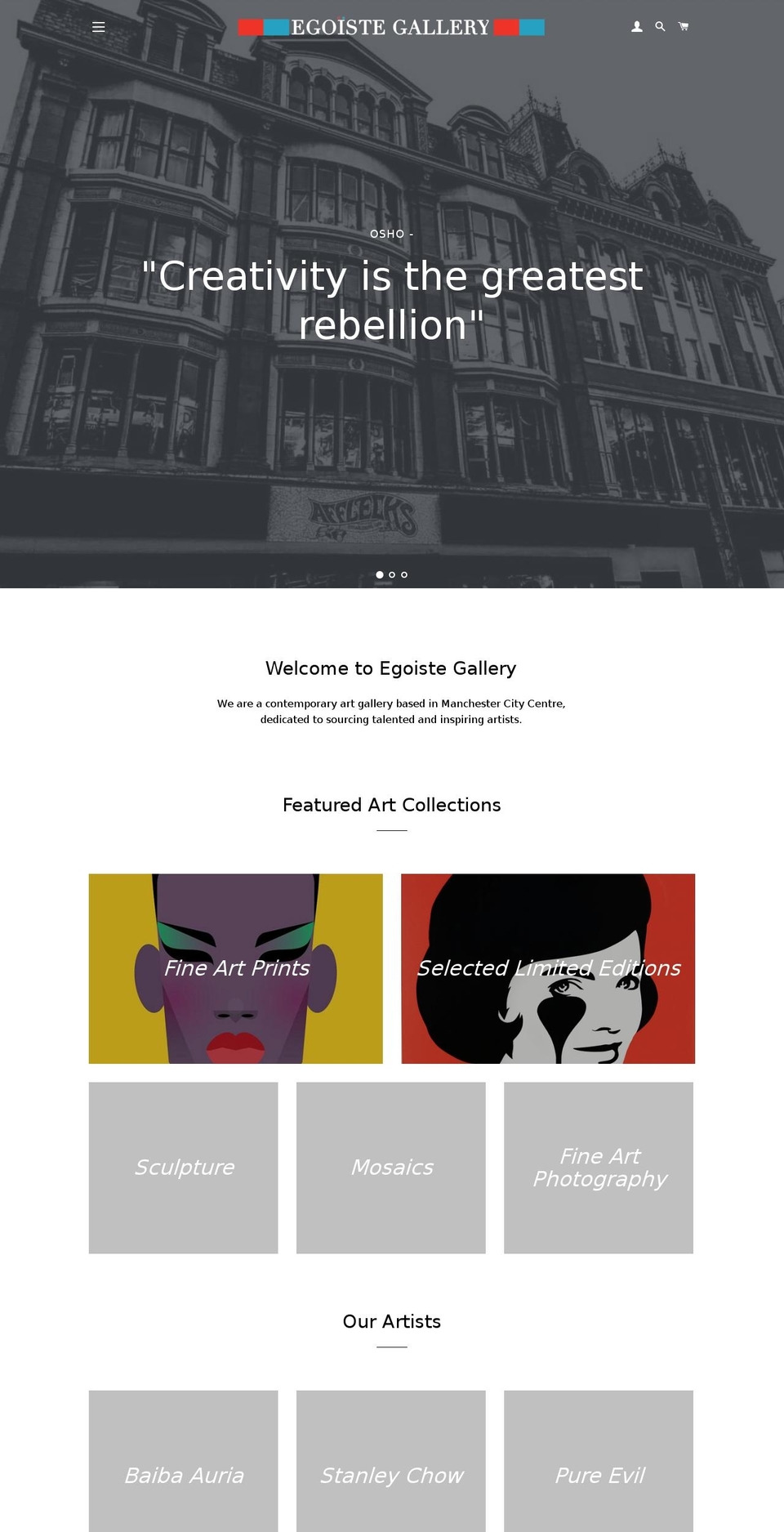 egoistegallery.com shopify website screenshot