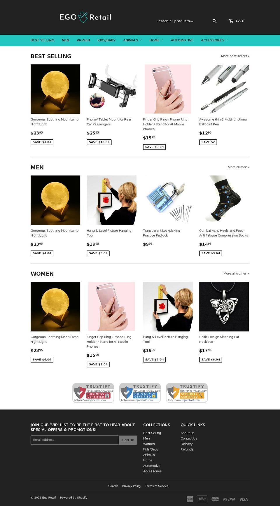 egoretail.com — Shopify storefront screenshot