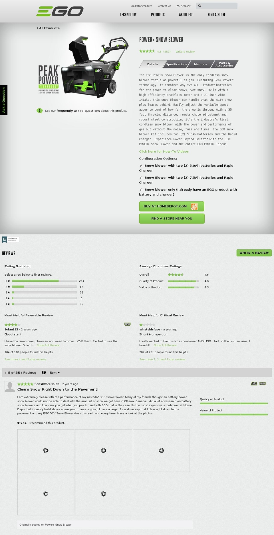 egosnowblower.com — Shopify storefront screenshot