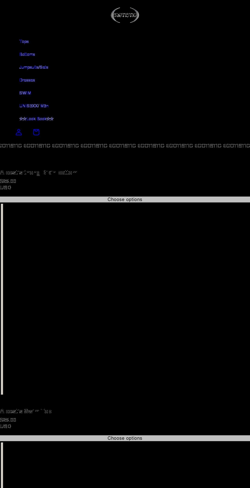 egotistic.net shopify website screenshot