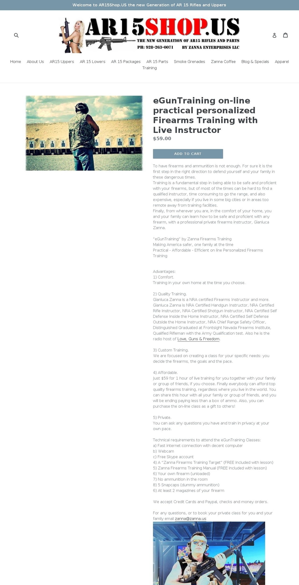 eguntraining.com — Shopify storefront screenshot