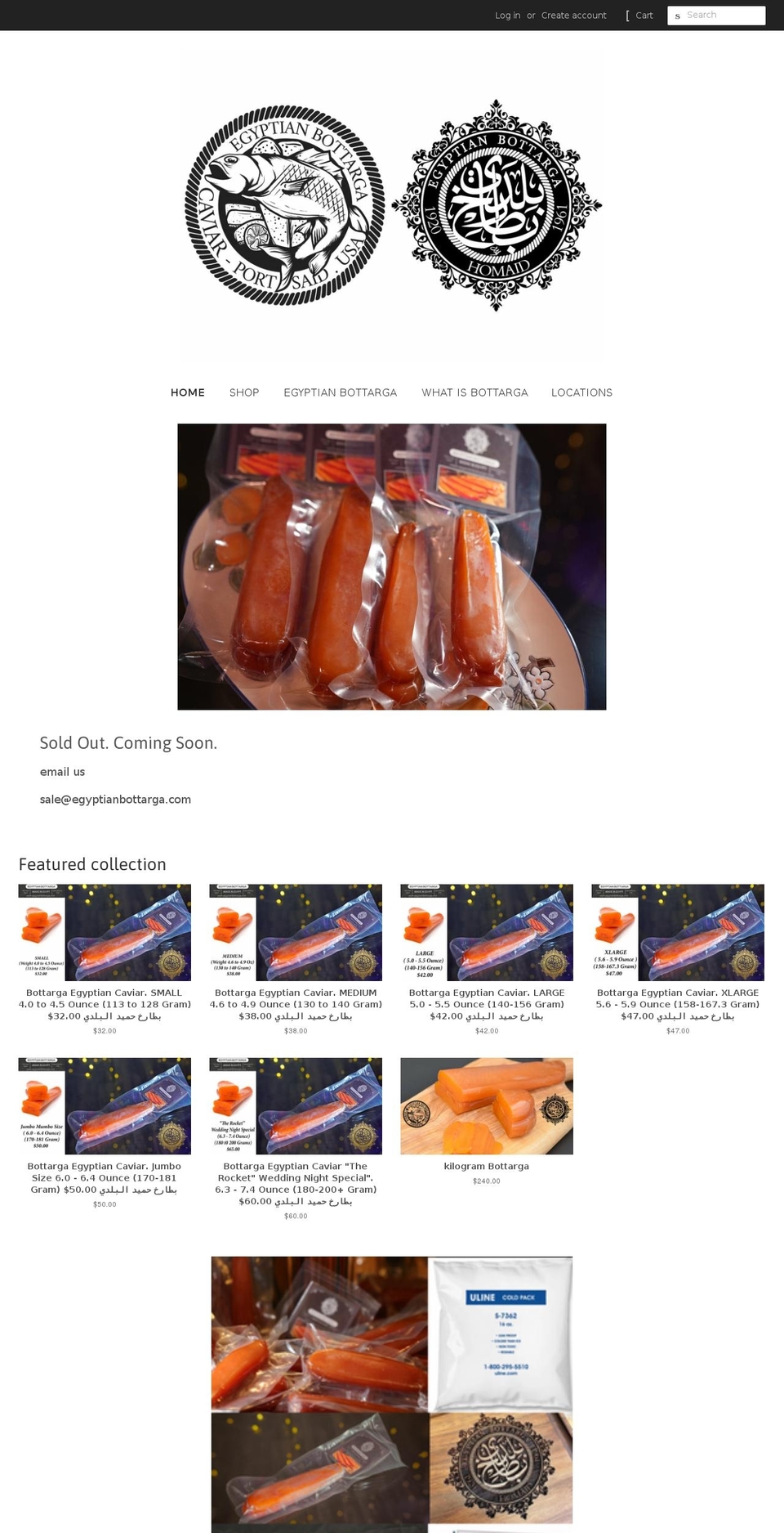egyptianbottarga.com — Shopify storefront screenshot