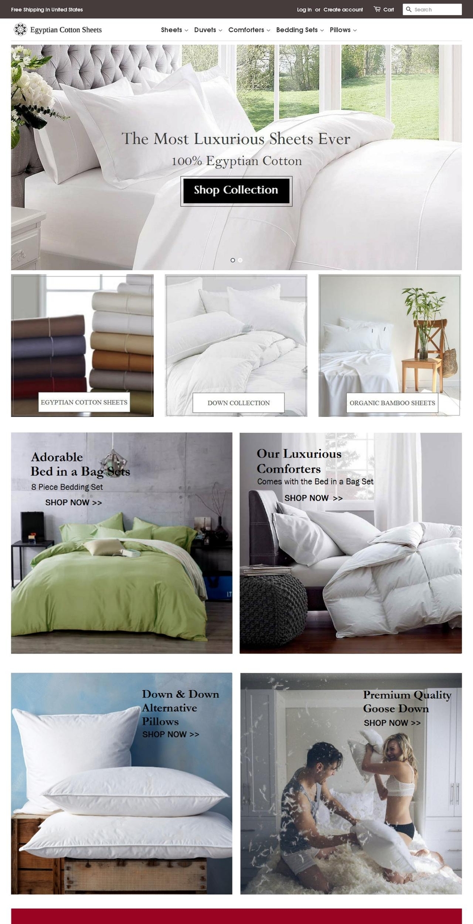 egyptiancottonsheets.us shopify website screenshot