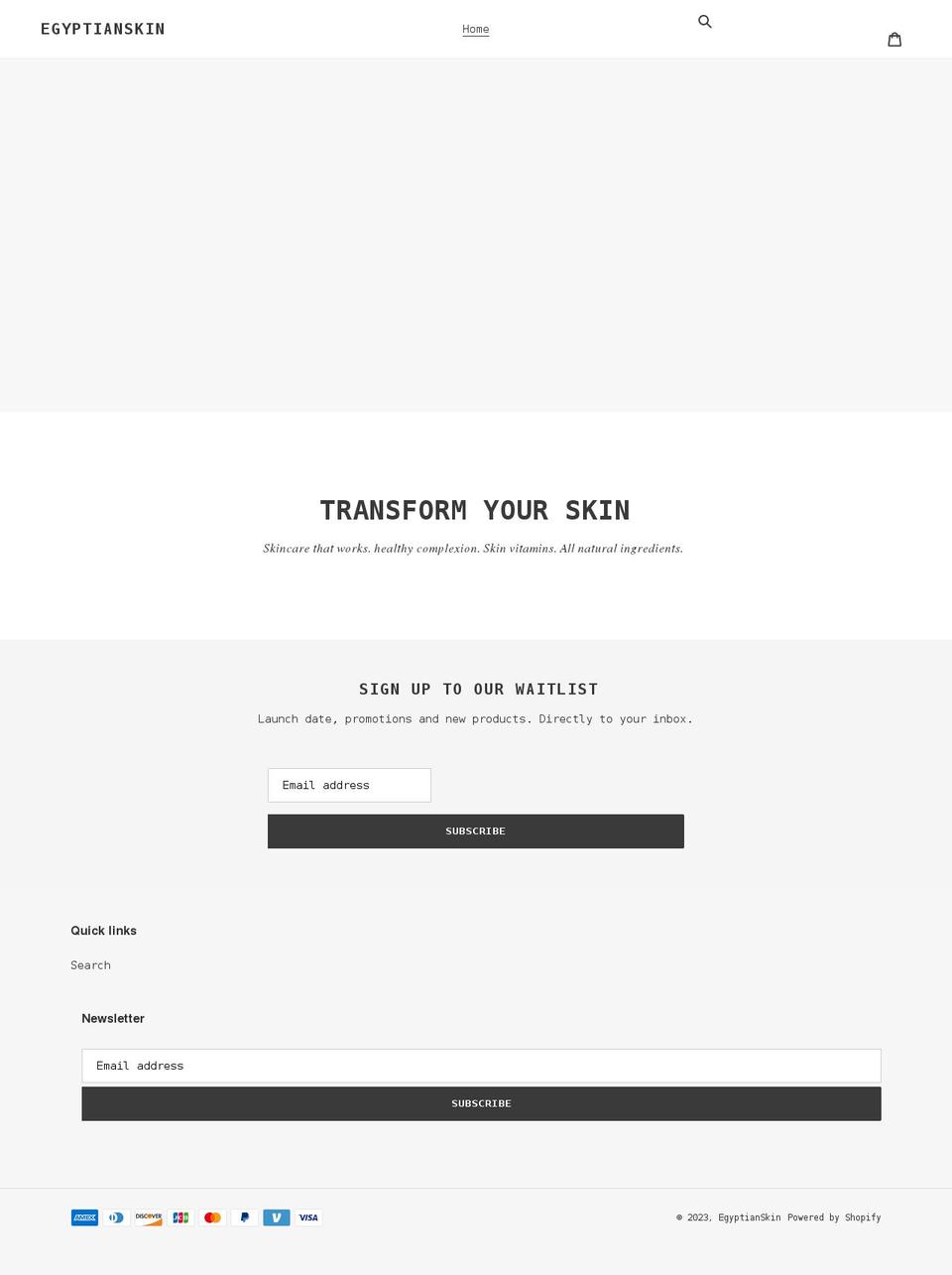 egyptianskininc.com shopify website screenshot