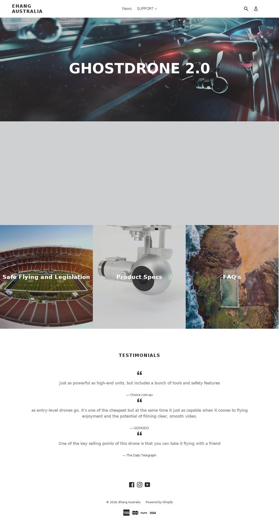 ehangdrones.com.au shopify website screenshot