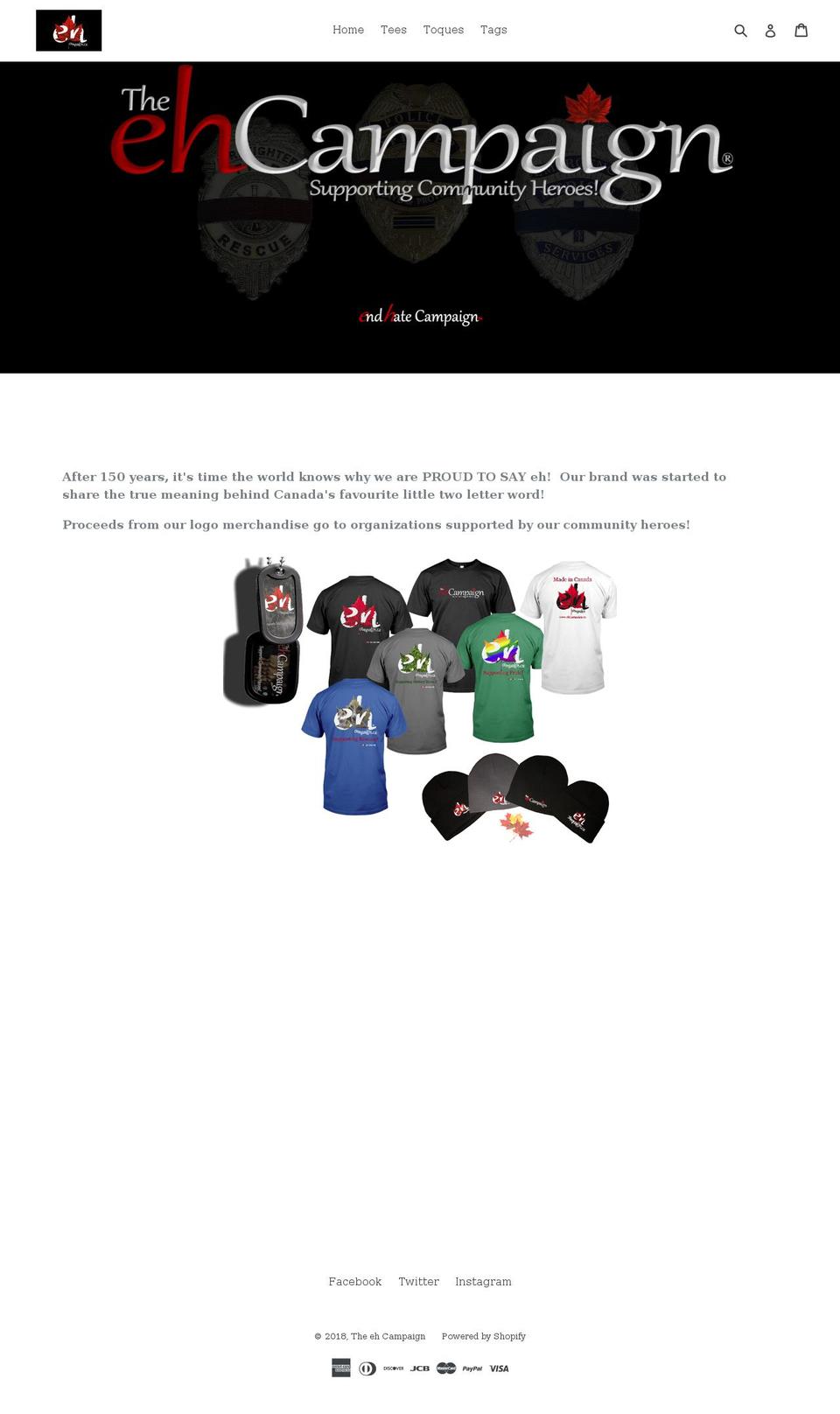 ehcampaignshop.com — Shopify storefront screenshot