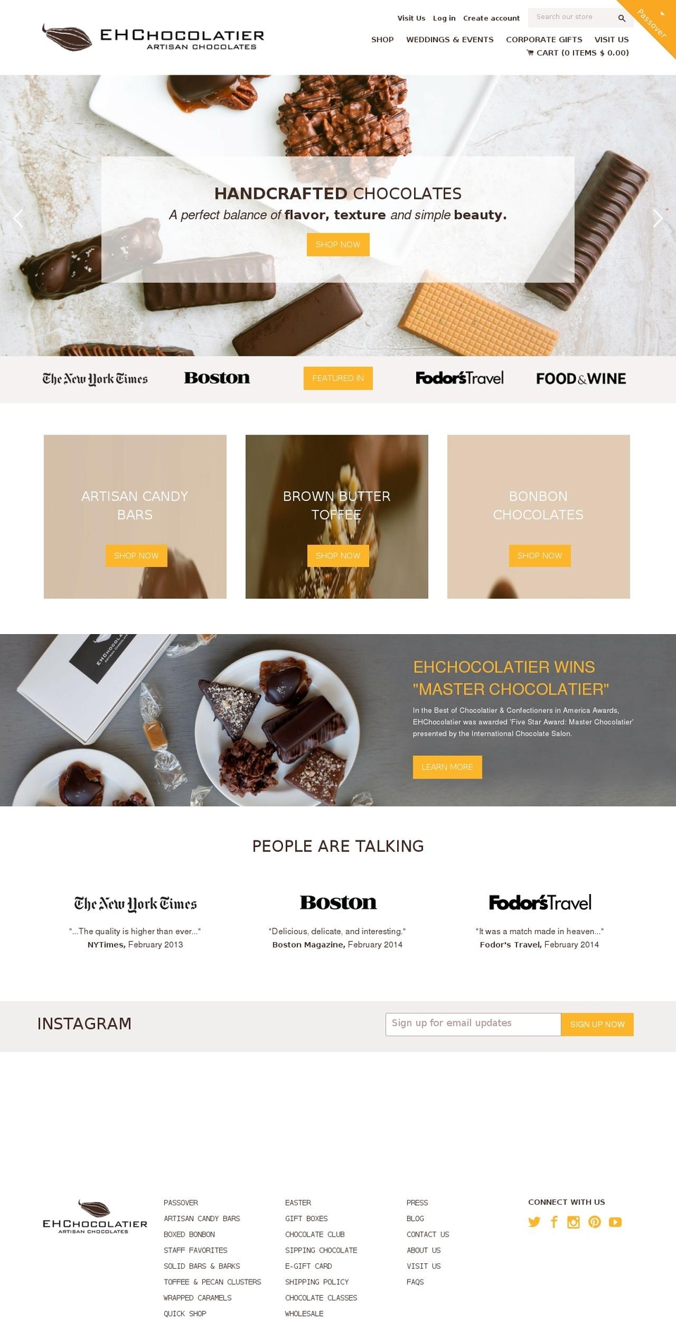 ehchocolatier.com shopify website screenshot