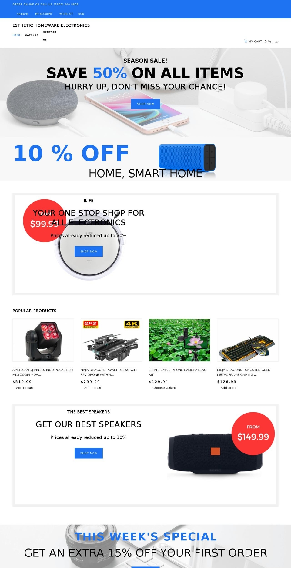 Electronics store theme Shopify theme site example ehelectronics.com