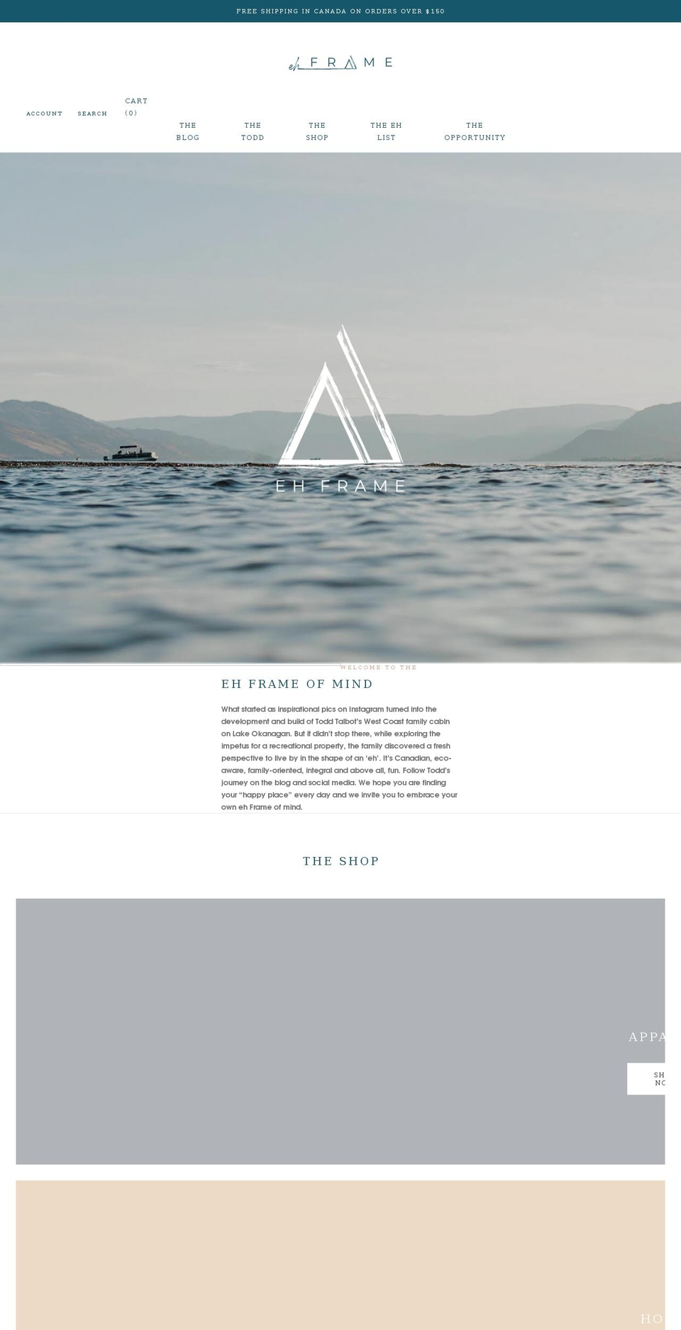 ehframe.com shopify website screenshot