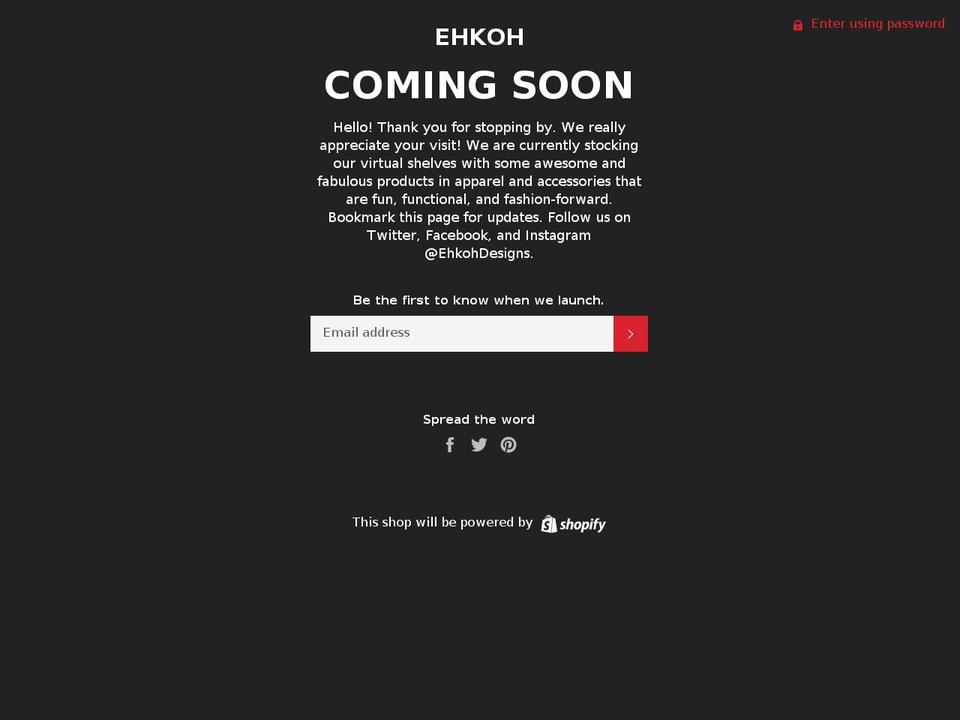 ehkoh.com — Shopify storefront screenshot