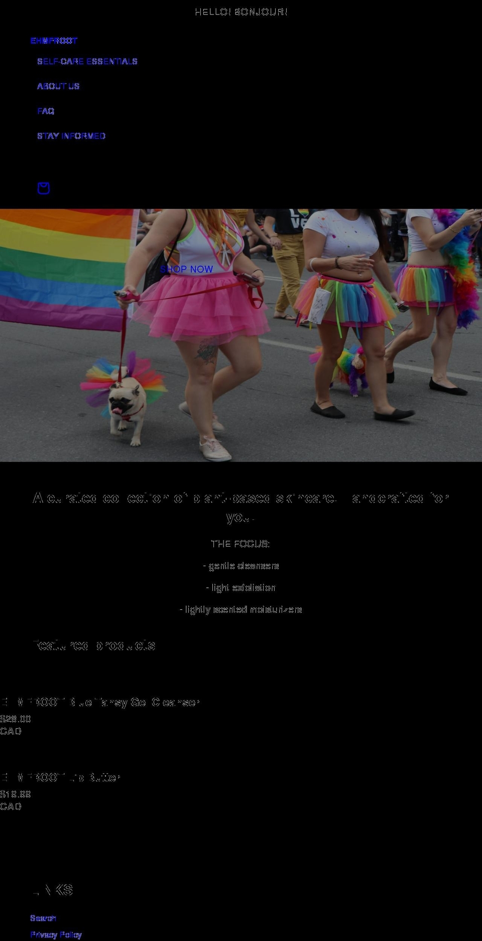 ehmfroot.com shopify website screenshot