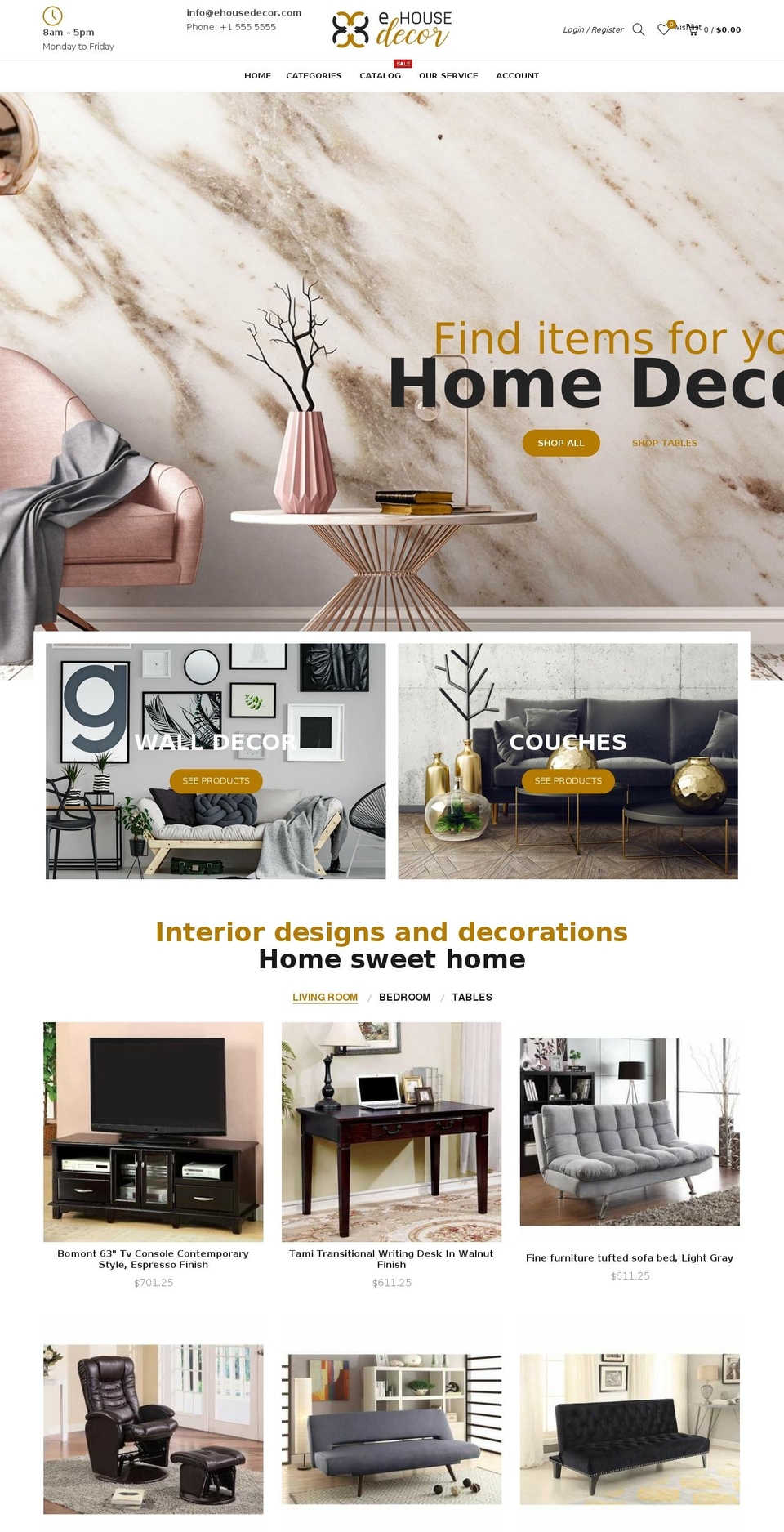 ehousedecor.com — Shopify storefront screenshot
