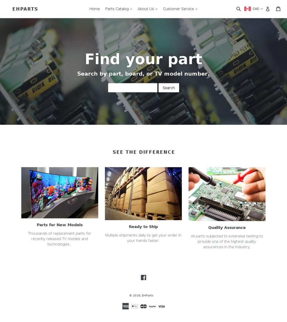 ehparts.com shopify website screenshot