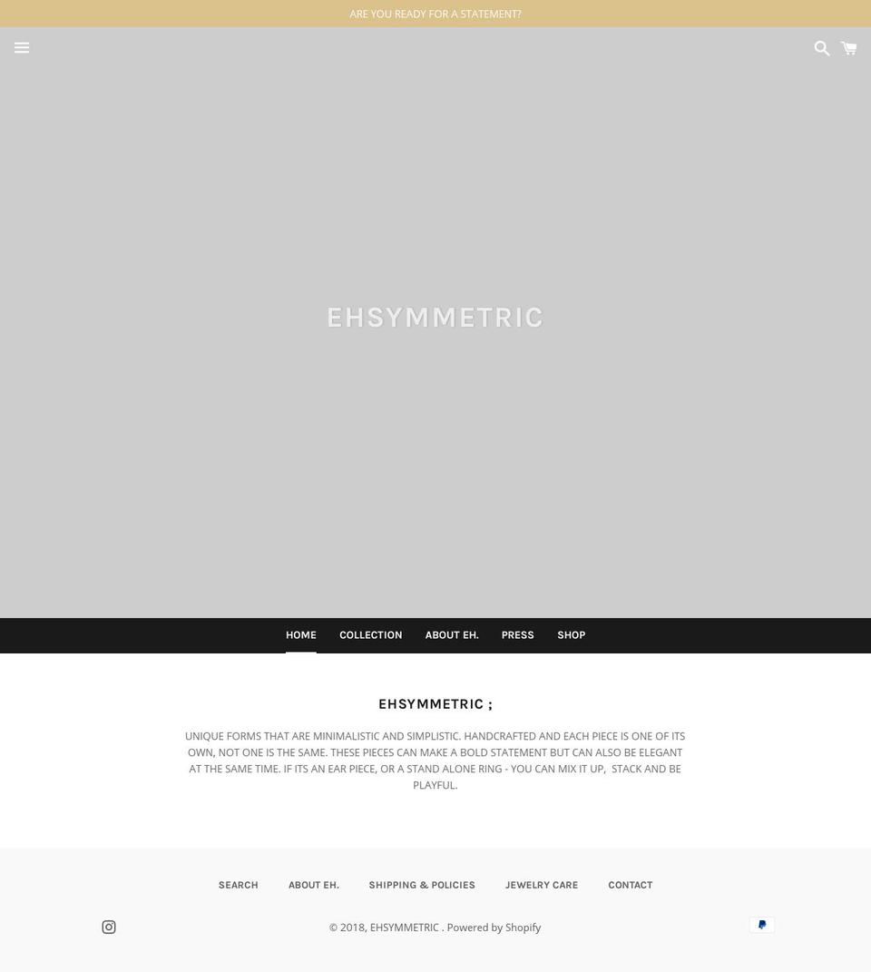 ehsymmetric.com — Shopify storefront screenshot
