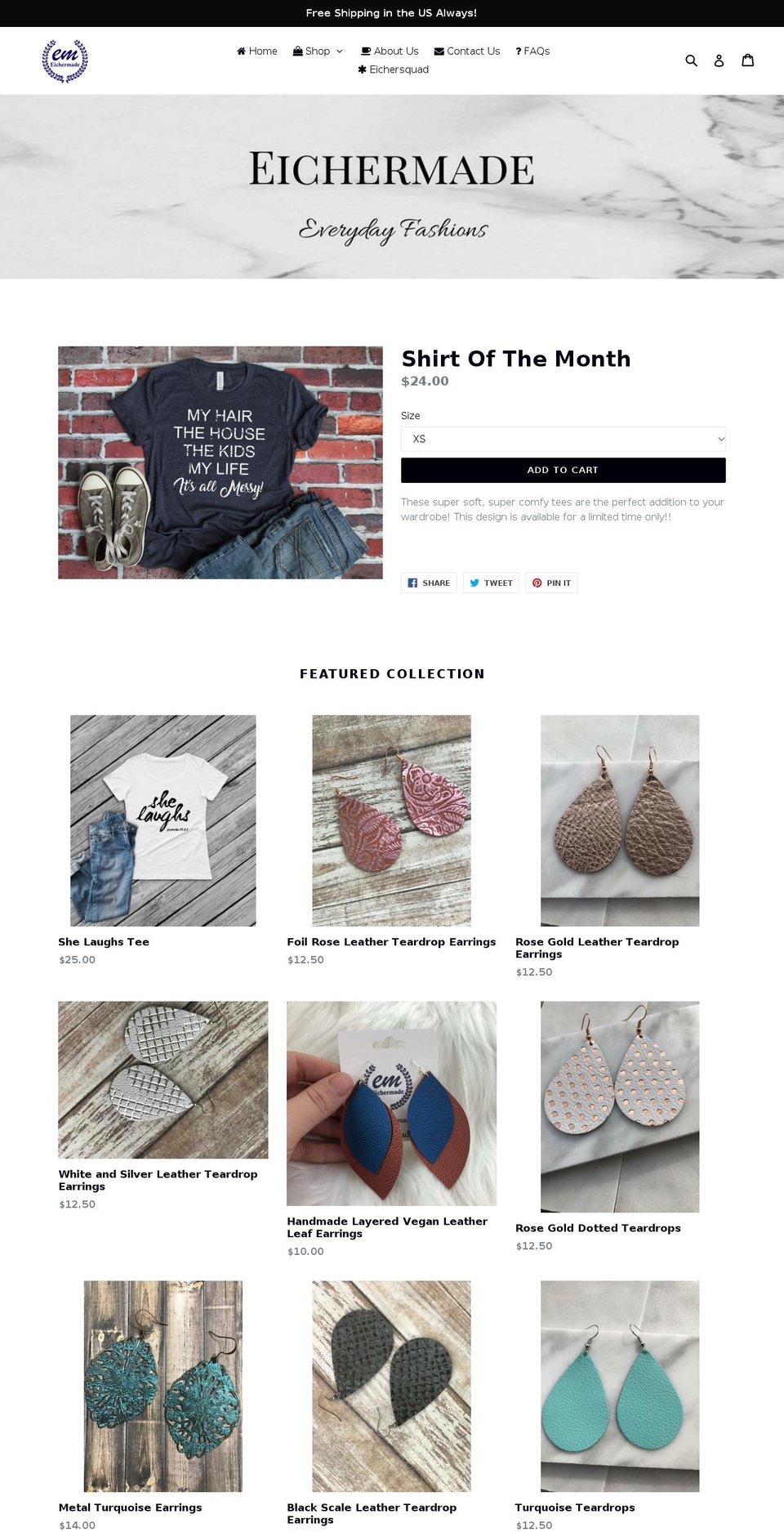 eichermade.com — Shopify storefront screenshot