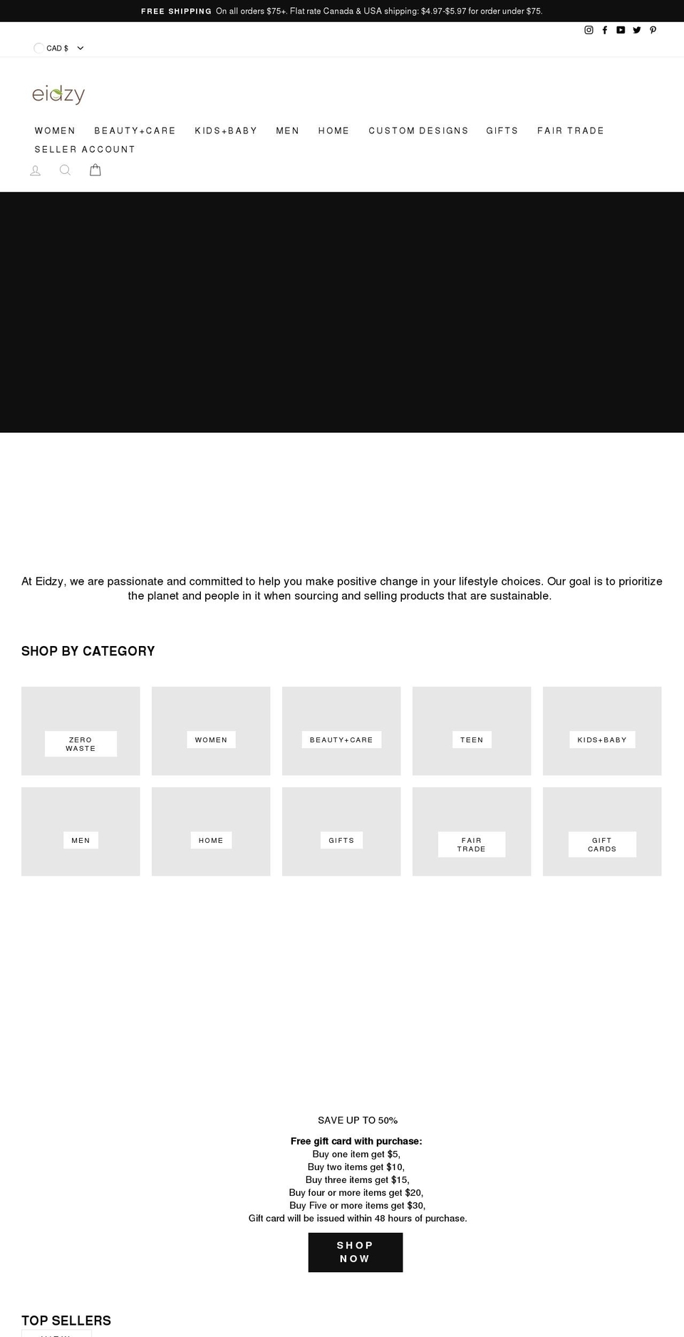 eidzy.com shopify website screenshot