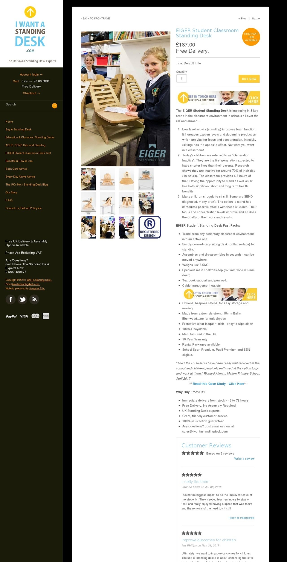 eigerstandingdesks.com — Shopify storefront screenshot
